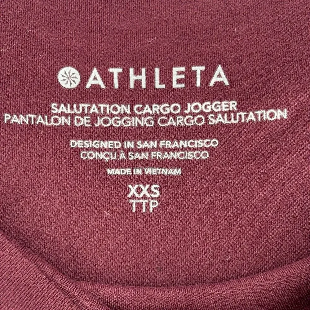 ATHLETA SALUTATION CARGO‎ JOGGER Burgundy Size XXS